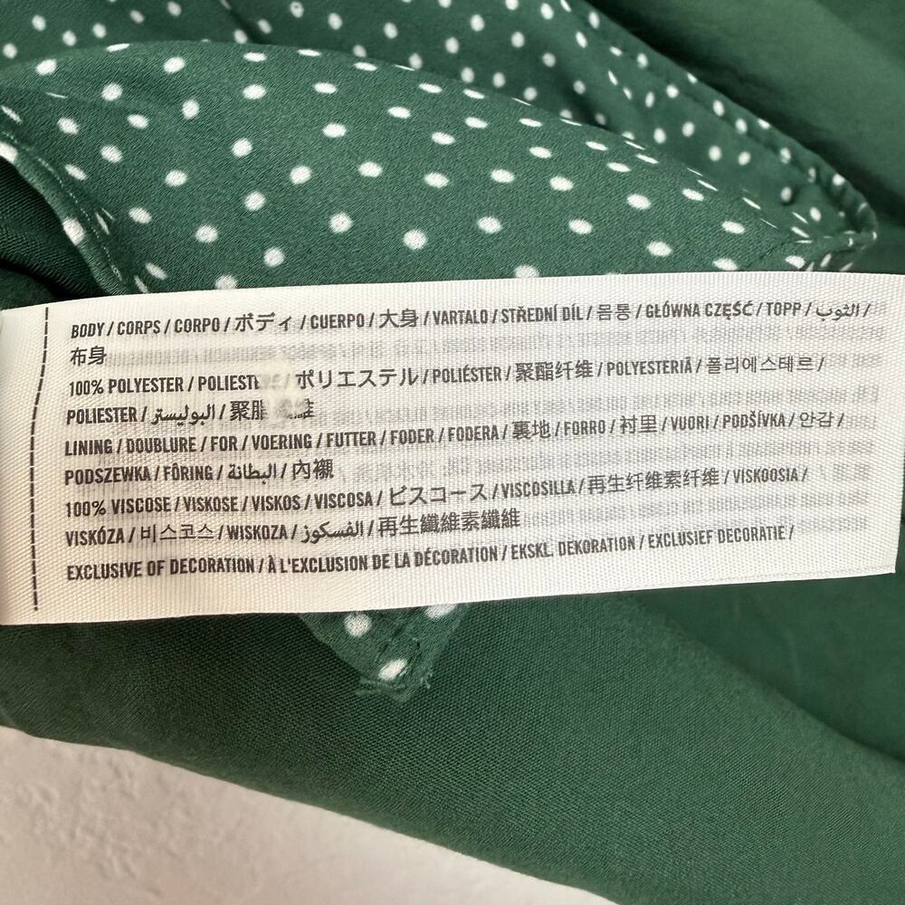 Abercrombie & Fitch Green Polka Dot Midi Skirt Slit Size Medium - Picture 5 of 5